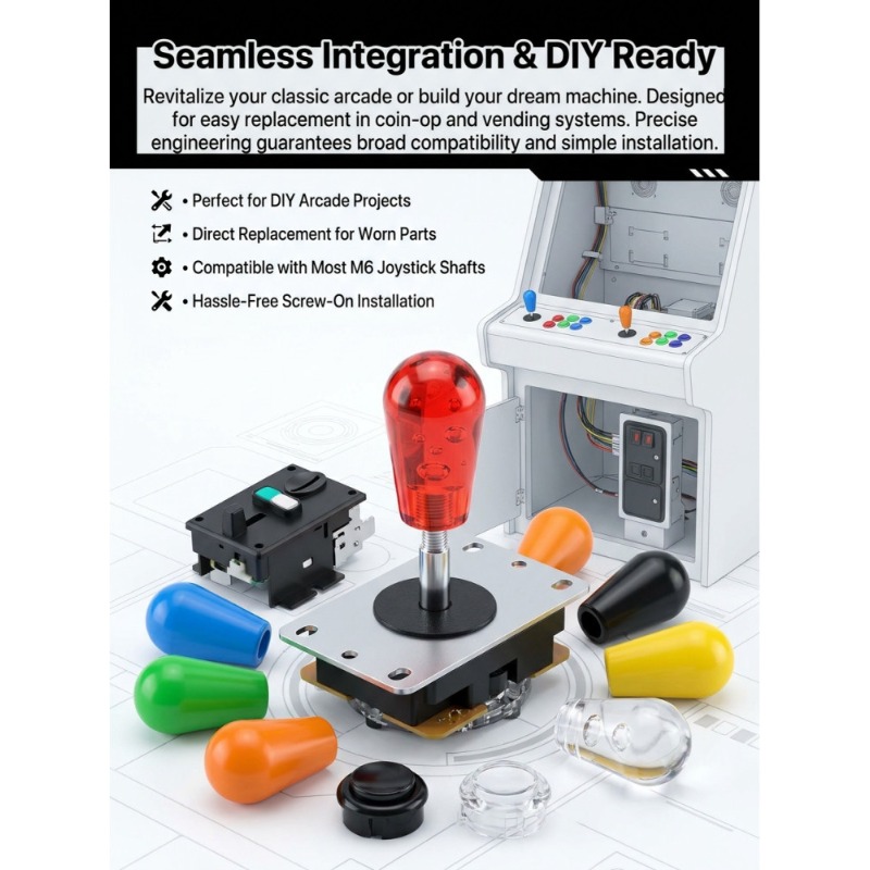 Arcade Game Vending Machine - 1 adet M6 Joystick amerikan top