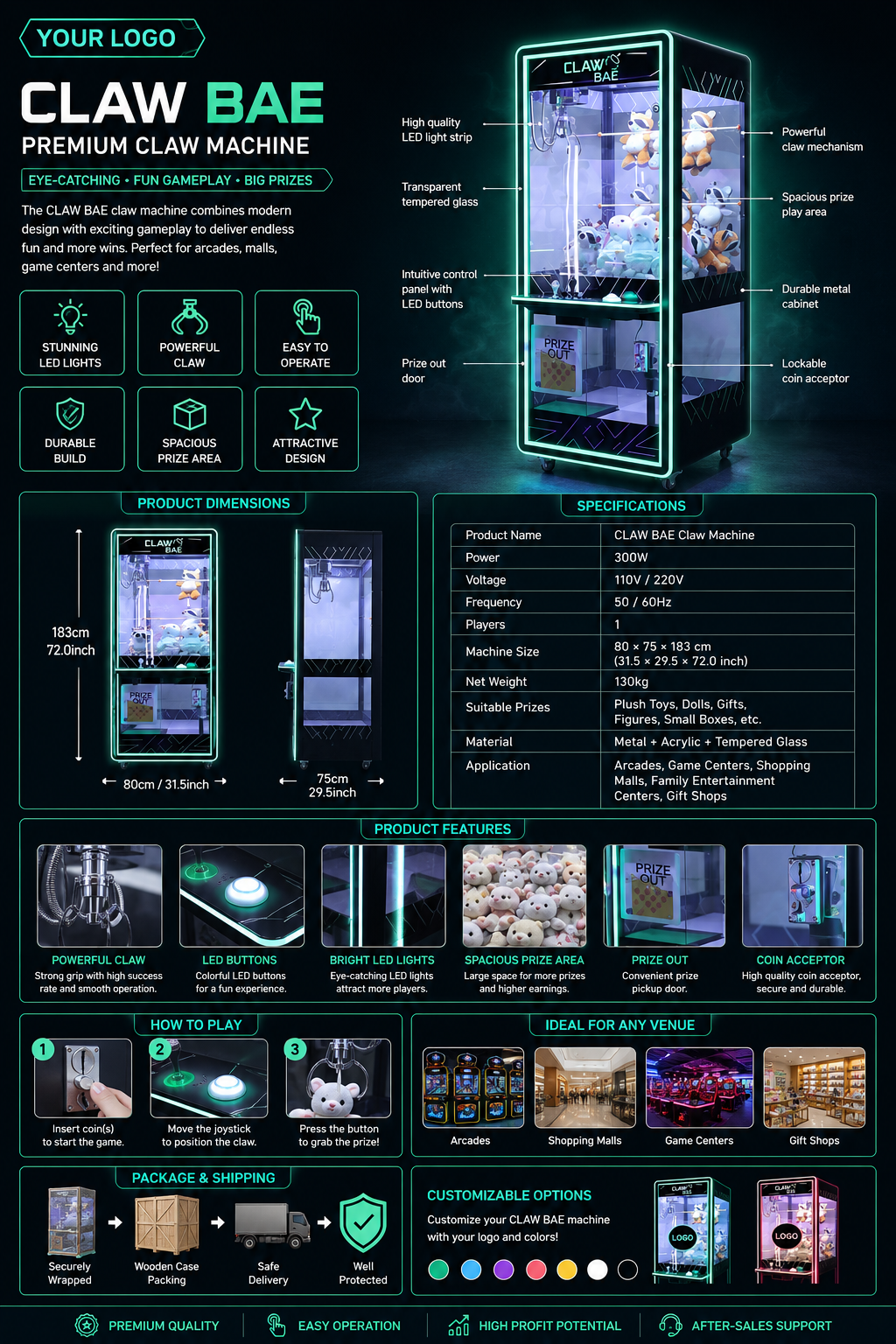 Siyah Pençe Makinesi Modern At - Arcade Prize Vending Machine incelemesi ve fiyatı